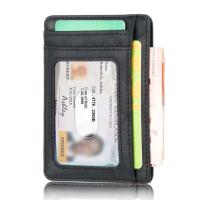 Cartera de cuero delgada con bloqueo RFID, tarjetero para tarjetas de identificación de crédito, monedero, funda para dinero para hombres y mujeres, bolso de moda 2020, 11,5x8x0,5 cm - details 1