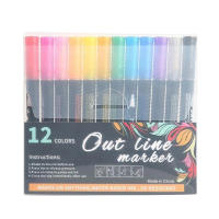 8pcs/12pcs Magic Highlighter Marker Pens Metallic Self Outline Sparkling Glitter Markers Pen for Card Making Scrapbook - details 0