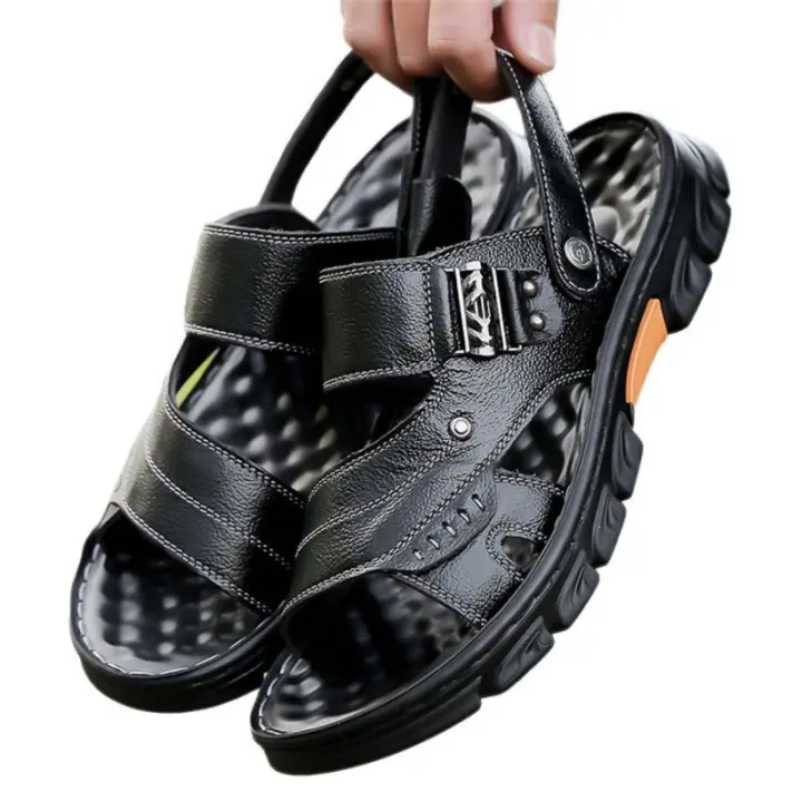 Zapatillas de hombre nuevas de verano con suela suave para papás de mediana edad y mayores, sandalias de playa de doble propósito para hombre - 1
