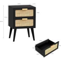 Cajonera, Gabinete de Noche, Mesitas de Noche, mesitas auxiliares, con 2 cajones Decorados de ratán, a Mano, Mesa Auxiliar, para Dormitorio, Salón, Natural DECTG59Y - details 8