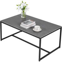 Mesa de centro de mármol para café: Mesa auxiliar de café con marco de metal estilo nórdico moderno para sofá de salón 100x60x43cm (gris) - details 6