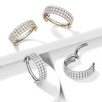 G23 cuerpo de titanio joyería pendiente de cartílago piercing trago del oído tres filas cz pavé cara anillo segmento aros de nariz piercing en la oreja - details 2