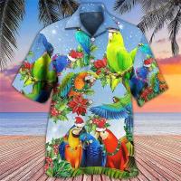 Camisa hawaiana de manga corta con estampado 3D de loro de verano para hombre y mujer, ropa para hombre - details 12