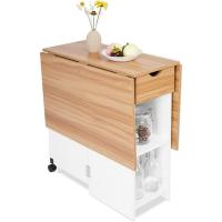 Cocina Plegable con Ruedas Alas Abatibles Cajones y Armario, Moderno para 4-6 Personas, - details 3