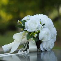 Ramo de flores de seda blanca, alfileres artificiales para novia, accesorios de boda - details 7