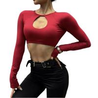 Camisas de Yoga sin costuras para mujer, Top corto acanalado de manga larga, Top deportivo con escote cuadrado, ropa para mujer - details 0