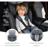 Silla de coche, Grupo 1/2/3, 9-36 kg (76-150 cm), Silla coche bebé y niños, Reposacabezas 13 posiciones, 15 meses a 12 años, Cadeira Auto, Gris - details 4