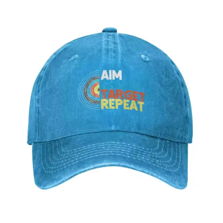 Moda objetivo disparar objetivo repetir tiro con arco deportes hombres mujeres béisbol desgastado gorras de mezclilla sombrero clásico entrenamiento regalo gorra de sol - 1