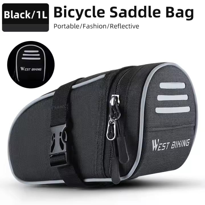 WEST BIKING-bolsa para SILLÍN de bicicleta, bolsa de almacenamiento para herramientas de ciclismo, de liberación rápida, reflectante, impermeable, accesorios para bicicleta de montaña y carretera - 1