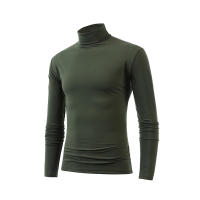 Camiseta de manga larga con cuello medio alto para hombre, Jersey informal de Color sólido, ropa interior - details 18
