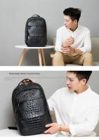 Mochila casual para hombres, mochila de cuero de moda, bolso de computadora de 15,6 pulgadas con patrón de cocodrilo, mochila de viaje - details 21