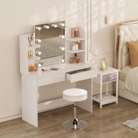 Luz Regulable, Mesa de Maquillaje con Taburete de Altura Ajustable, 108x40 cm, Mesa Tocador con - details 1