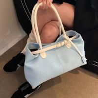 Bolso de hombro vaquero con cierre de cerrojo Simple, bolso elegante Vintage de gran capacidad para axila, bolso de mano informal de PU elegante para mujer - details 3