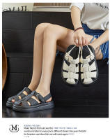 Sandalias de cabeza de bolsa de moda nueva hebilla retro de fondo plano las mujeres usan sandalias romanas huecas cómodas - details 24