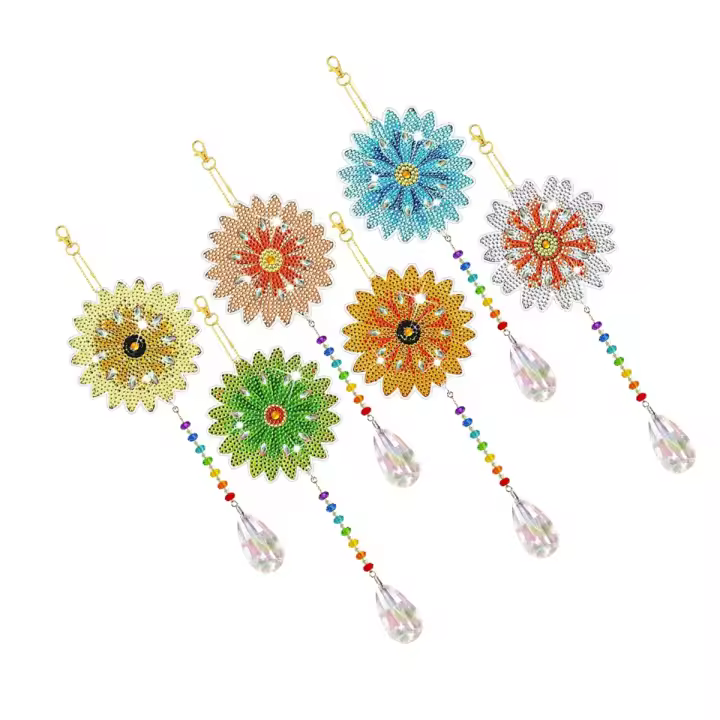 Spinner de viento para jardín, carillón de viento de doble cara, adorno colgante, flor, 6 piezas - 1