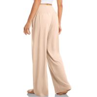 Pantalones De Algodón Y Lino Para Mujer Estilo Casual Cintura Baja De Temporada Todo El Año Pantalones Rectos Caídos De Pierna Ancha Color Sólido De Media Altura - details 23