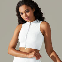 Hamidou-Sujetador deportivo con cremallera para mujer, Top de Yoga, chaleco de sudor, chaqueta de entrenamiento para correr, chaquetas sin mangas para correr, Tops cortos elásticos ajustados - details 35
