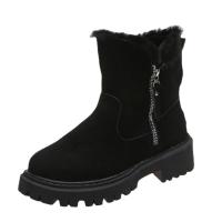 Botas de invierno de las mujeres de moda, zapatos de algodón cálidos y gruesos, forro de agarre a mitad de la pantorrilla, las mujeres de una sola pieza de invierno botas de ante tobillo - details 2