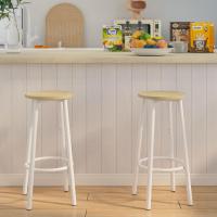 Juego de 2 taburetes de bar, taburete de cocina con reposapiés, estilo industrial, adecuado para cocina, restaurante, sala de fiestas 30×30×64CM color natural - details 4
