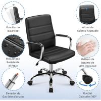 Silla de Oficina Ajustable de Altura Asiento Sintético con Espalda Comodable Negro - details 5