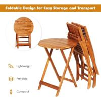 Set de Bistró con 3 Piezas Plegables, Mesa y Sillas Terraza de Madera de Acacia con 2 Cojines Acolchados Extraíbles, Muebles de Exterior para Patio Jardín Veranda Balcón (Rojo) - details 11
