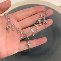 Collar con colgante de circonita de cristal cruzado para mujer y niña, accesorios de cadena de clavícula, joyería estética y2k - details 1