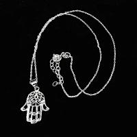 Colgante Plata de Ley 925 Mano de Fátima. Hamsa. 25 mm con Cadena Plata de Ley de 40 a 45 cm Estuche Incluido - details 1
