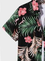 Camisa casual hawaiana de vacaciones para hombre, botón de manga corta, estampado de plantas TRCAL - details 4