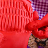 Herramientas Limpieza roja Lavado Lavar platos Guantes para el hogar Guantes de látex Cocina Manga larga - details 2