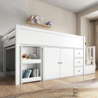 Camión de Niños Multifuncional Cama Extensible, Escritorio, Almacenamiento Lateral, Armario, Cajón, Escalera, Sin Colchón MDF Blanco 90*200 - details 12