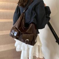 Mochilas con múltiples bolsillos de Color sólido estilo Y2K, bolso cruzado de cuero PU de gran capacidad, bolso de hombro, mochila para mujer - details 3