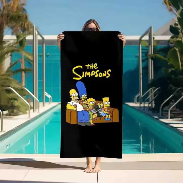 Toalla de baño grande para Spa de Simpsones de playa, toallas de cuidado Personal, accesorios de baño para el hogar, turbante de Sauna para secado rápido del cabello - 1