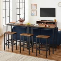 Juego de Mesa y Taburetes de Bar, Mesa de Desayuno con 2 taburetes, Industrial, Marrón Rústico y Negro - details 8