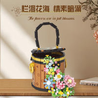 Bloques de construcción de flores eternas para decoración del hogar, bloques de construcción de bolsas creativas, juguetes de bloques en 3D, cesta de rosas para regalo - details 1