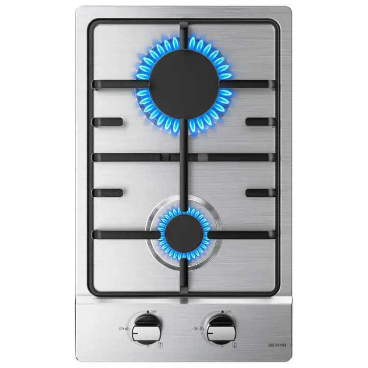 Gas Burner Incorporado de Vidrio WEHIMO 30 cm, 3700 W, 2 Zonas de Cocina, Adecuado para Todas las Ollas Control de Pomo, Instalación Integrada - 1