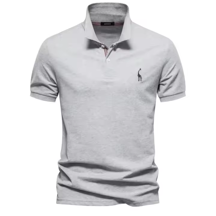 polos hombre manga corta ropa hombre día del padre Verano de alta calidad de algodón transfronterizo bordado de ciervos Polo camiseta de hombre Color sólido solapa Tops básicos de manga corta para hombres - 1
