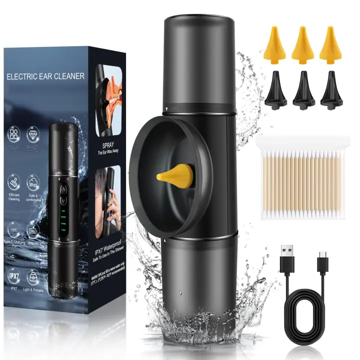 Kit Eléctrico Removedor De Cera De Oído, Herramienta Limpiadora De Irrigación De Oídos, Removedor De Oído Portátil 2000mah Para Lavado De Oídos En Todas Direcciones Con 4 Modos, Incluye 6 Boquillas - 1