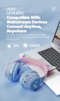 Auriculares inalámbricos RGB con bonito gato para niñas, regalos para niños, auriculares con micrófono, estéreo, música, juegos, luces de Control - details 11