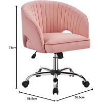 Oficina Silla Terciopelo Silla con Rudas Sillon para Trabajo Silla Altura Ajustable Tapizada de Terciopelo Rosa - details 1