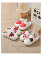 Día de San Valentín popular invierno cara sonriente gran amor zapatillas de algodón. - details 15