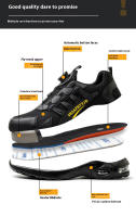Zapatos de seguridad para hombre con botones giratorios y puntera de acero indestructible antipinchazos y con almohadilla de aire, botas de trabajo con suela de goma, material de tela y algodón. - details 1