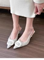 Sandalias de tacón alto con hebilla cuadrada y puntera, zapatos en la parte posterior - details 4