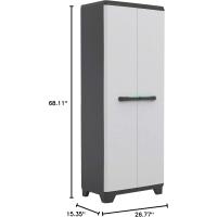 Armario Linear Escobero Almacenamiento de Resina con 2 Puertas y 3 Baldas Negro/Gris - details 7