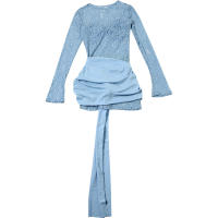 BUNO-con estampado Irregular de Nibber para mujer, moda de otoño, sexi, ver a través de cordones, puños con borlas elásticas, ropa de fiesta nocturna para discoteca - details 10