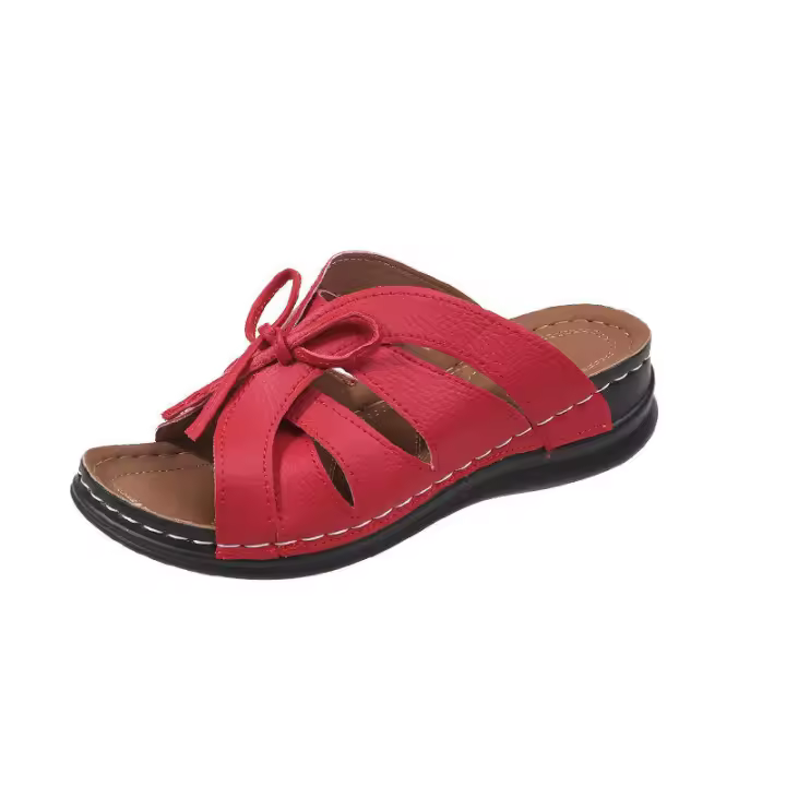 Pantuflas de casa 2025 talla grande, verano, nuevas, suela gruesa, una tira, transpirables, con cordones cosidos - 1