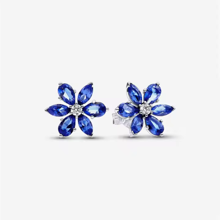 Pendientes de tuerca con forma de racimo de herbario azul brillante S925, pendientes gloriosos, regalo elegante, regalo ideal para estudiantes, regalo de graduación, regalo para su esposa - 1