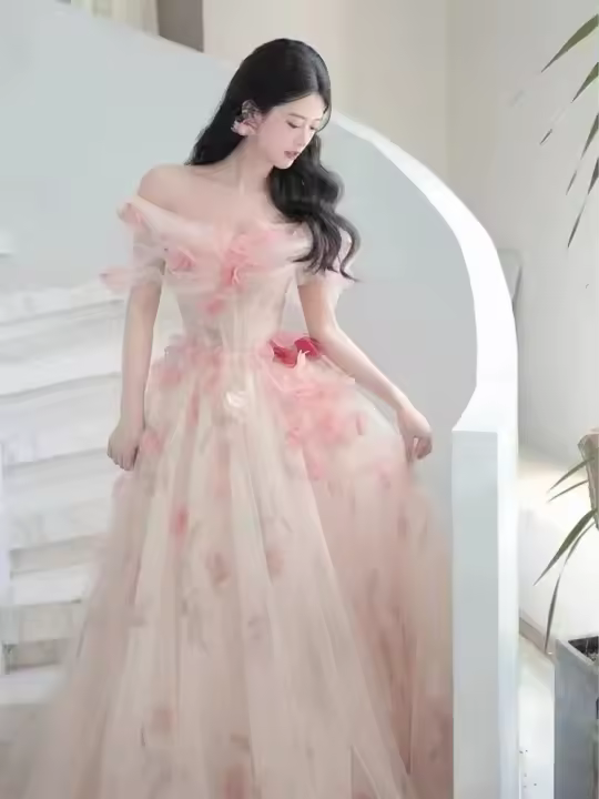 Vestido de noche, nicho de lujo francés de alta gama para mujer con un hombro, examen de arte vocal de gasa ligera súper Hada - 1
