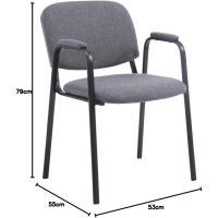 Confidente Ken Pro Tapizada En Tela I Silla De Conferencia con Base De Metal Negro I Silla De Oficina Sin Ruedas I Color:, Color:Negro - details 15