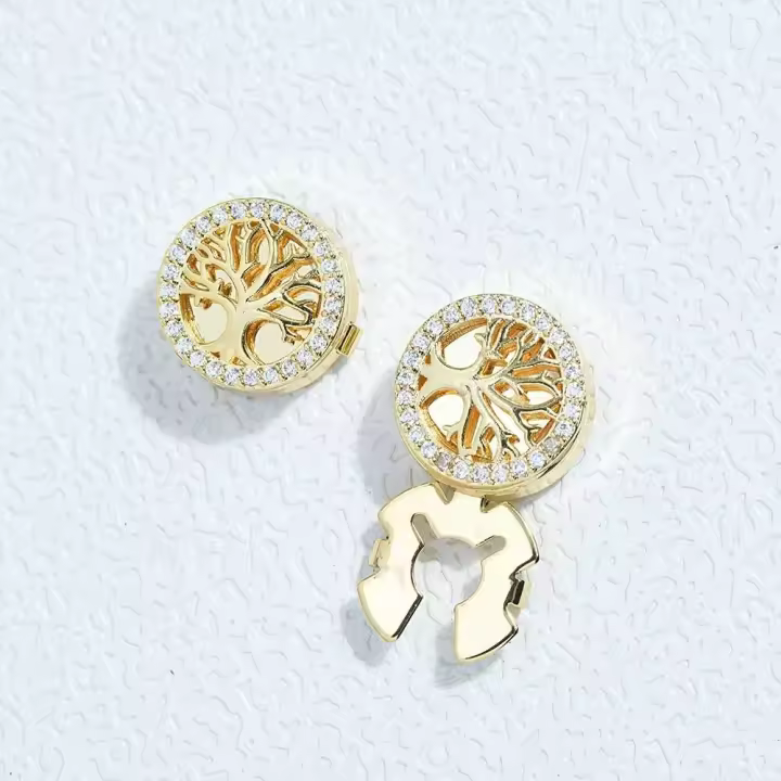 Iceyy - Juego de botones Life Tree, 2 piezas, Gemelos redondos para camisa de mujer, Accesorios de joyería decorativa, Regalos de fiesta - 1