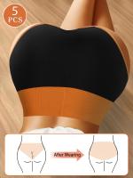 Bragas de algodón de cintura alta para mujeres, paquete de 5, ajuste cómodo, tejido elástico y transpirable, patrón de rayas sexy con detalle de bloque de color, soporte ligero, colección elegante - details 5